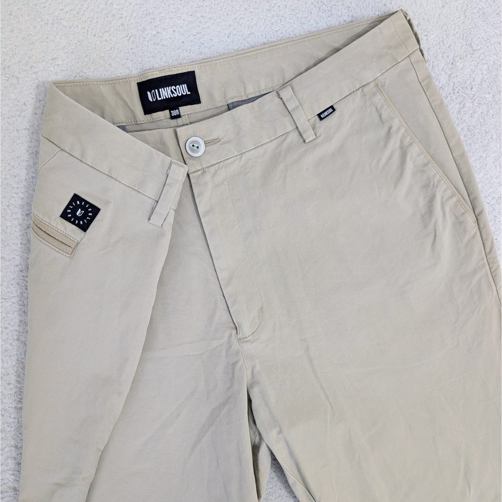 Linksoul Golf Pants Men's 38x32 Khaki Straight Fit Stretch Performance Chinos